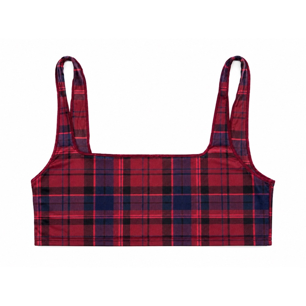 SKIMS Bralette Women's Large Milky Sheer Scoop Unlined Stretch Plaid Bra New